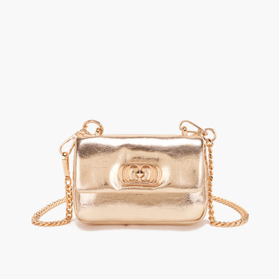 La Carrie Night Edition Small Shoulder Bag in Gold & Silver Metallic Leather