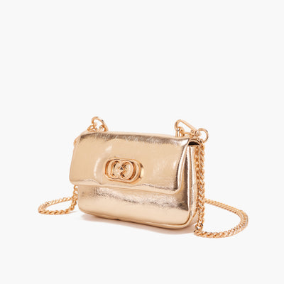 La Carrie Night Edition Small Shoulder Bag in Gold & Silver Metallic Leather