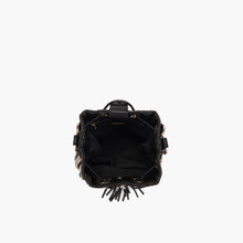 Load image into Gallery viewer, La Carrie Capsule Mirror Large Bucket Bag in Natural Raffia &amp; Black Rope-Textile
