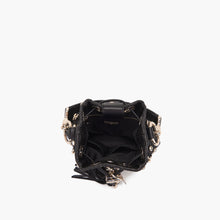Load image into Gallery viewer, La Carrie Capsule Mirror Mini Bucket Bag in Natural Raffia &amp; Black Rope-Textile