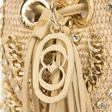 Load image into Gallery viewer, La Carrie Capsule Mirror Mini Bucket Bag in Natural Raffia &amp; Black Rope-Textile