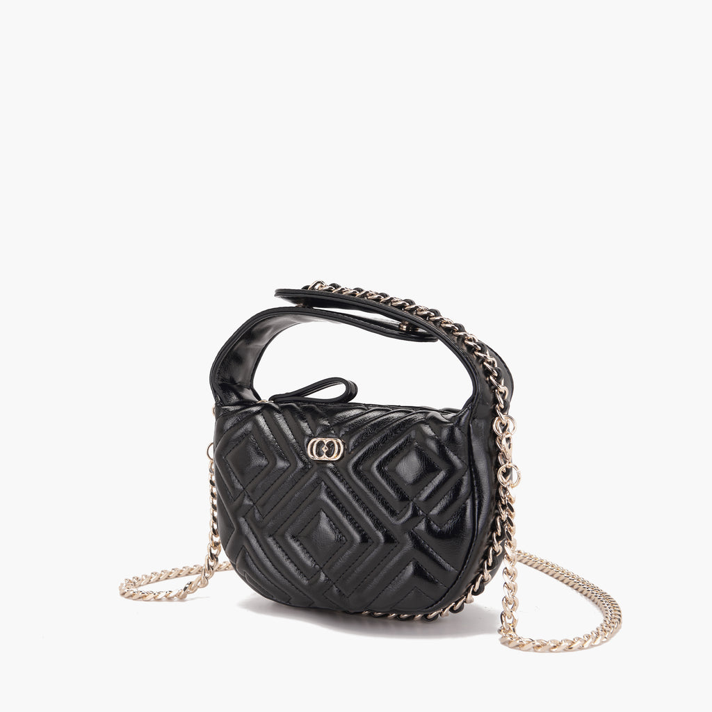 La Carrie Night Edition Round Pochette in Quilted Leather