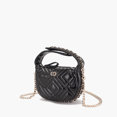 La Carrie Night Edition Round Pochette in Quilted Leather