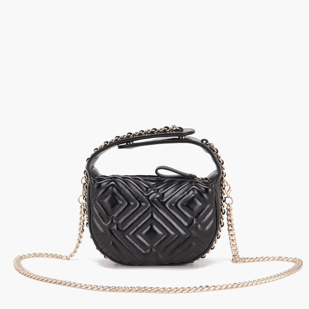 La Carrie Night Edition Round Pochette in Quilted Leather