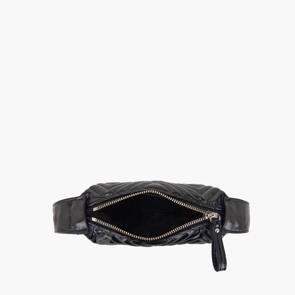La Carrie Night Edition Round Pochette in Quilted Leather