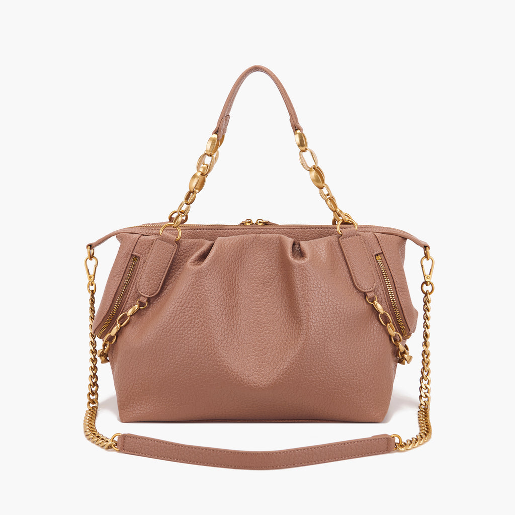 La Carrie Capsule Screaming Bell Cris Shopper in Black & Beige Tumbled Leather