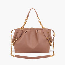 Load image into Gallery viewer, La Carrie Capsule Screaming Bell Cris Shopper in Black &amp; Beige Tumbled Leather