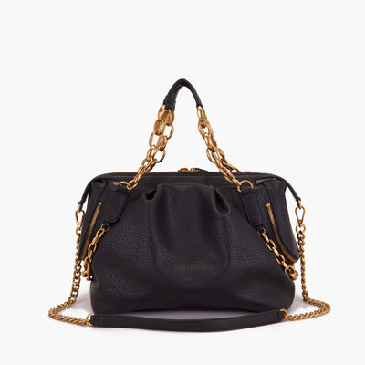 La Carrie Capsule Screaming Bell Cris Shopper in Black & Beige Tumbled Leather
