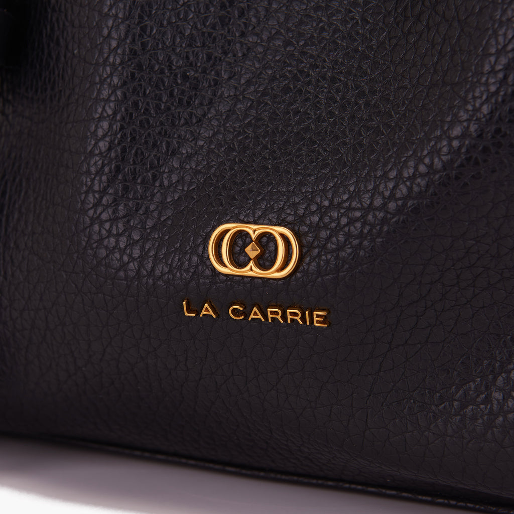 La Carrie Capsule Screaming Bell Cris Shopper in Black & Beige Tumbled Leather