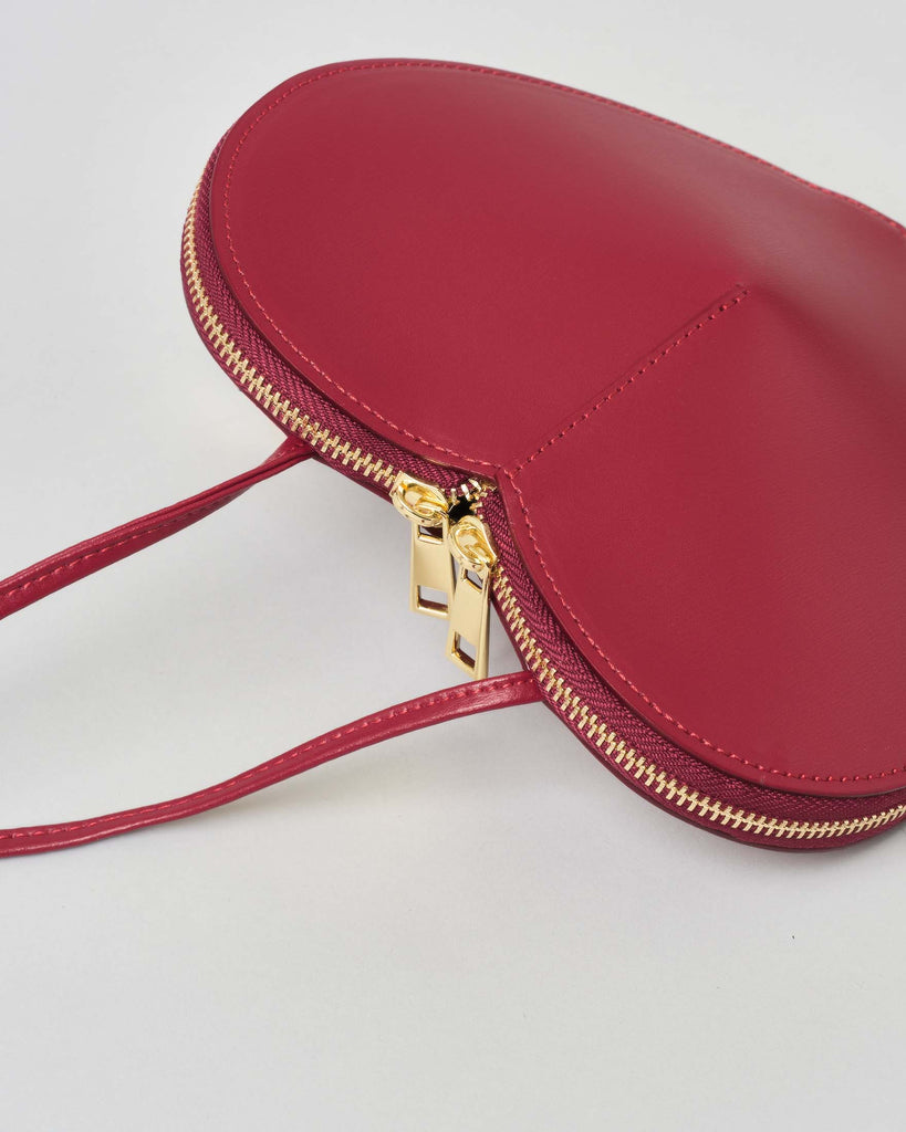 Atelierlava Cuore Heart-Shaped Crossbody Bag in Black & Red Calf Leather