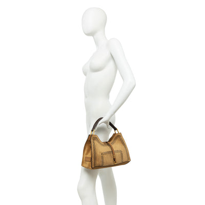 Gianni Chiarini Aurora 11265 Small Hobo Bag in Peanut Butter Suede-Effect Leather
