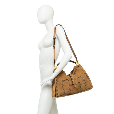 Gianni Chiarini Aurora 11266 Large Tote in Peanut Butter Suede-Effect Leather