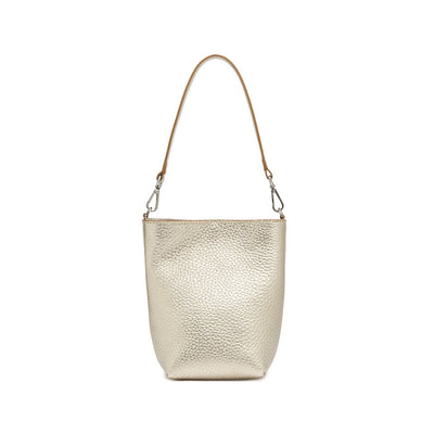 Gianni Chiarini Vanessa 11445 Small Bucket Bag in Light Gold Perforated Leather