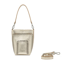 Load image into Gallery viewer, Gianni Chiarini Vanessa 11445 Small Bucket Bag in Light Gold Perforated Leather