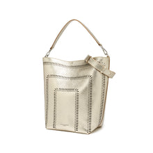 Load image into Gallery viewer, Gianni Chiarini Vanessa 11447 Large Perforated Leather Bucket Tote in Light Gold