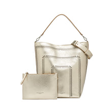 Load image into Gallery viewer, Gianni Chiarini Vanessa 11447 Large Perforated Leather Bucket Tote in Light Gold