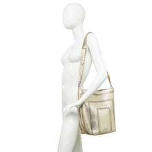 Load image into Gallery viewer, Gianni Chiarini Vanessa 11447 Large Perforated Leather Bucket Tote in Light Gold
