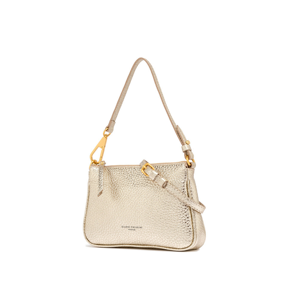 Gianni Chiarini Brooke 8750 Shoulder Bag in Black, Sabbia, Gold & Nature Pebbled Leather