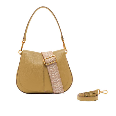 Gianni Chiarini Helena Round 11086 Shoulder Bag in Nero & Nature Pebbled Leather