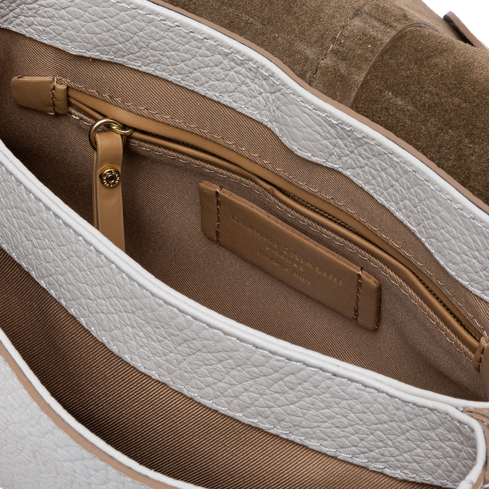 Gianni Chiarini Helena Round 11088 Shoulder Bag in Sabbia & Light Gold Pebbled Leather