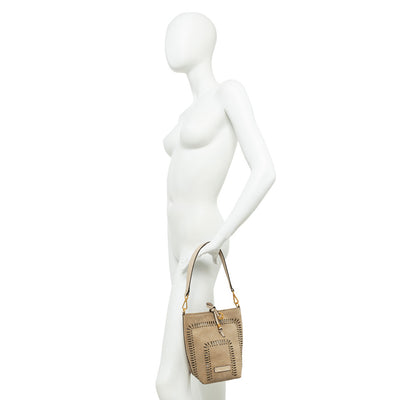 Gianni Chiarini Vanessa 11395 Small Perforated Bucket Bag in Sughero Leather