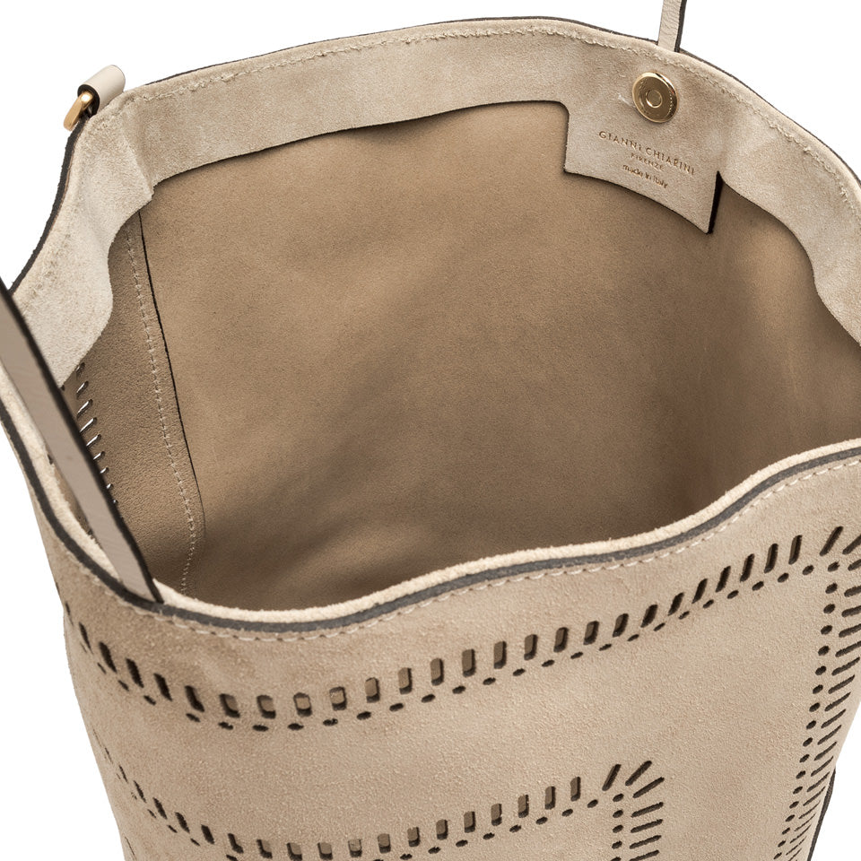 Gianni Chiarini Vanessa 11397 Large Perforated Leather Bucket Tote in Sughero