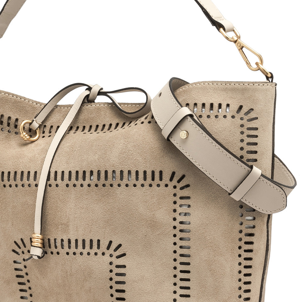 Gianni Chiarini Vanessa 11397 Large Perforated Leather Bucket Tote in Sughero