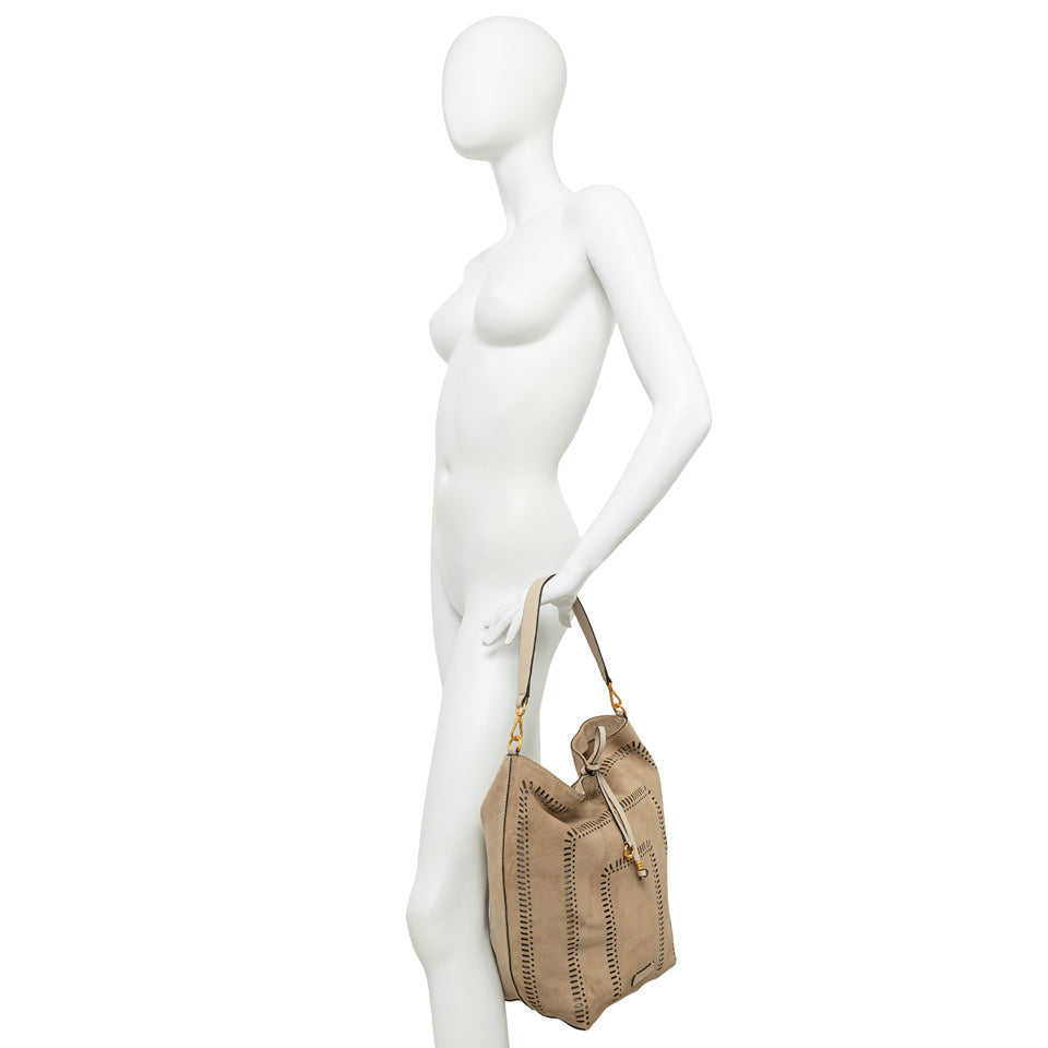 Gianni Chiarini Vanessa 11397 Large Perforated Leather Bucket Tote in Sughero