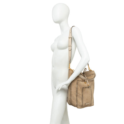 Gianni Chiarini Vanessa 11397 Large Perforated Leather Bucket Tote in Sughero