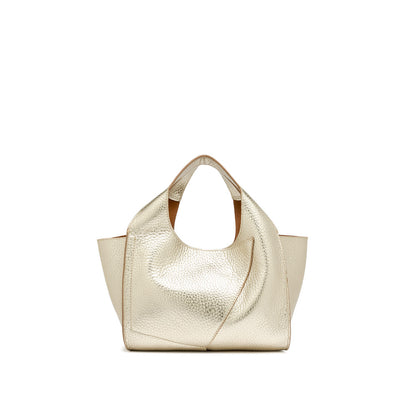 Gianni Chiarini Euforia 9554 Draped Tote in Light Gold Pebbled Leather