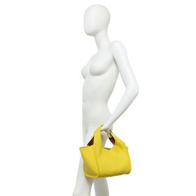 Gianni Chiarini Euforia 9554 Draped Tote in Light Gold Pebbled Leather