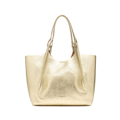 Gianni Chiarini Dua 9720 Tote in Sabbia & Light Gold Pebbled Leather