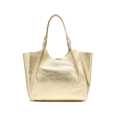 Gianni Chiarini Dua 9720 Tote in Sabbia & Light Gold Pebbled Leather