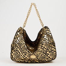 Load image into Gallery viewer, MBRC Capsule Gold Line Leather Hobo Bag in Beige &amp; Black