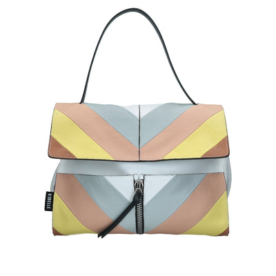 Le Rebelle Clio Rave Fold-Over Satchel in Acid & Soul Striped Leather