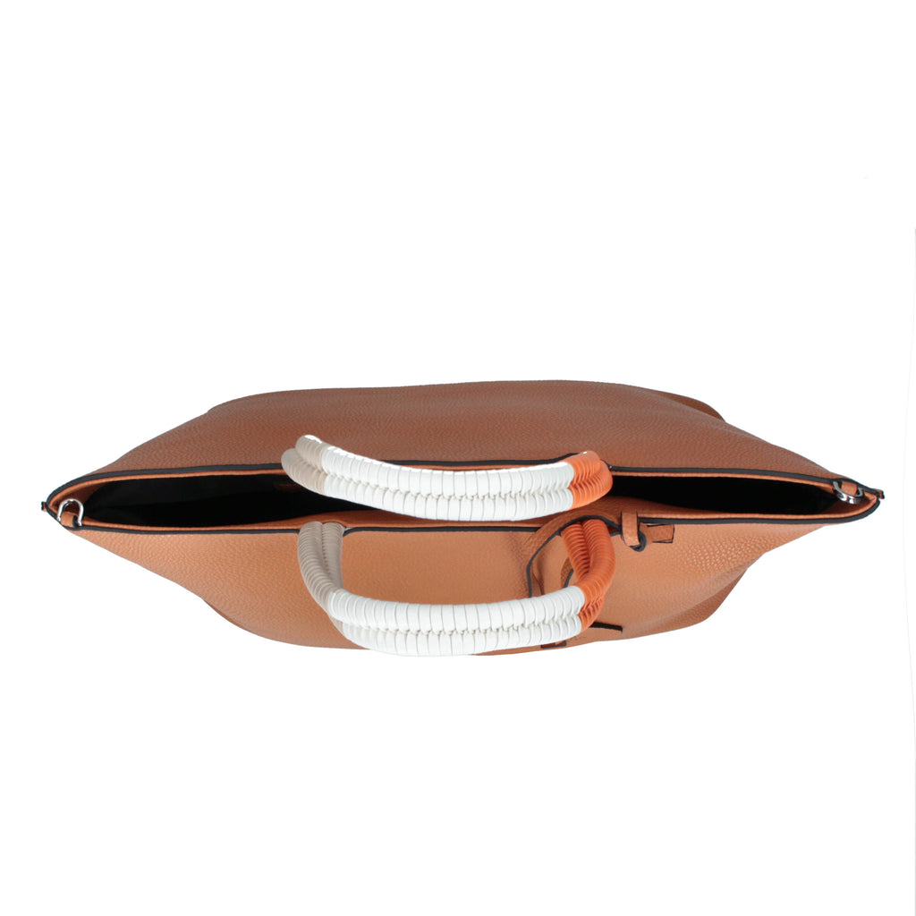 Le Rebelle Filippa Leather Tote in Black, Shell & Cognac