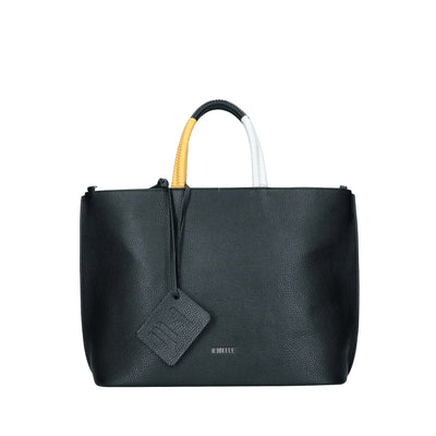 Le Rebelle Filippa Leather Tote in Black, Shell & Cognac