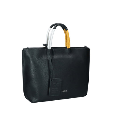 Le Rebelle Filippa Leather Tote in Black, Shell & Cognac