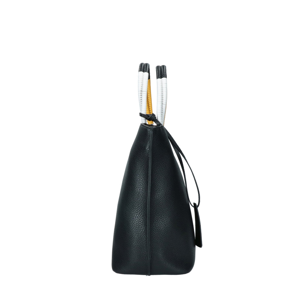 Le Rebelle Filippa Leather Tote in Black, Shell & Cognac