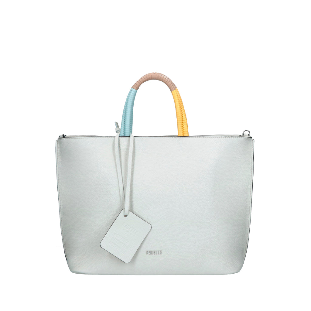 Le Rebelle Filippa Leather Tote in Black, Shell & Cognac