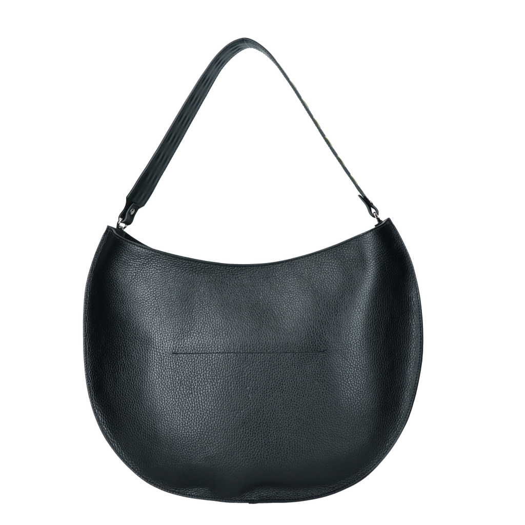 Le Rebelle Krystle Dollaro Resinato Crescent Bag in Black & Nude