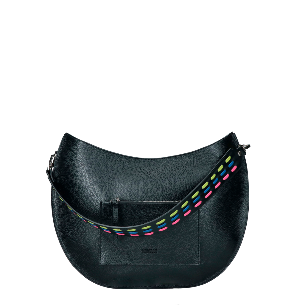 Le Rebelle Krystle Dollaro Resinato Crescent Bag in Black & Nude