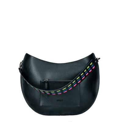 Le Rebelle Krystle Dollaro Resinato Crescent Bag in Black & Nude
