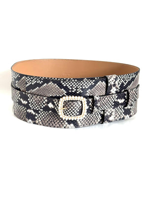 Atelierlava Calf Python-Print Leather Belt