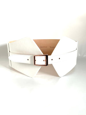 Atelierlava Calf Vitello “Crumbs” Leather Belt in White & Black