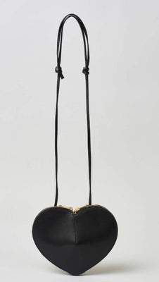 Atelierlava Cuore Heart-Shaped Crossbody Bag in Black & Red Calf Leather